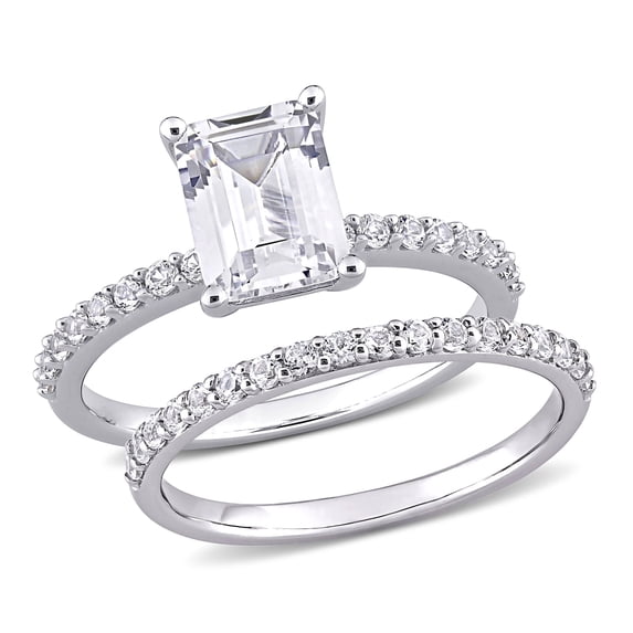 Everly Women's Created Sapphire Created Emerald 10k White Gold Bridal Set