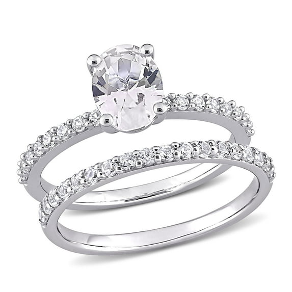 Everly Women's Created Sapphire 10k White Gold Bridal Set