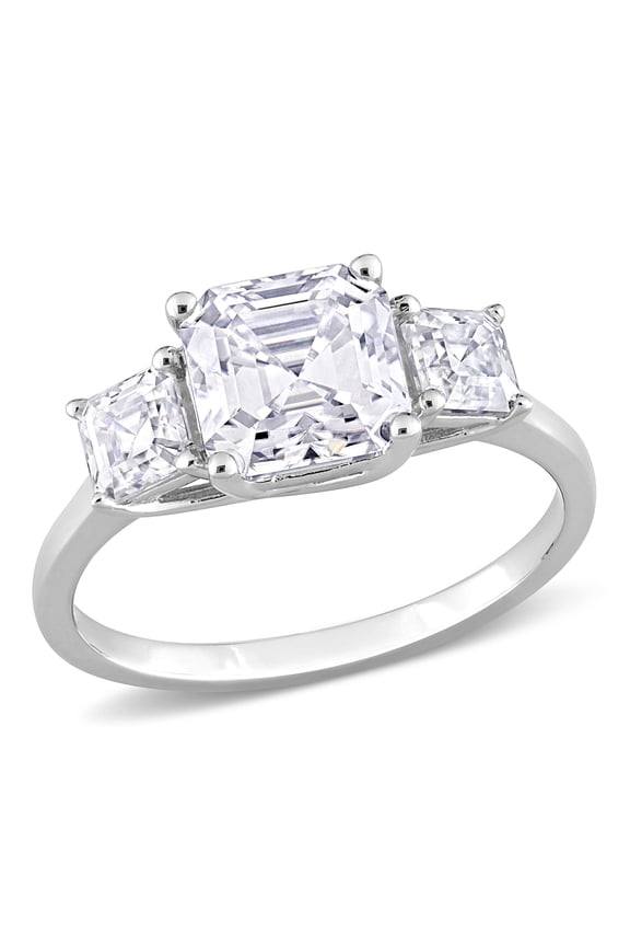 Women's Created Moissanite Sterling Silver Engagement Ring