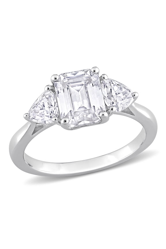 Women's Created Moissanite Sterling Silver Engagement Ring