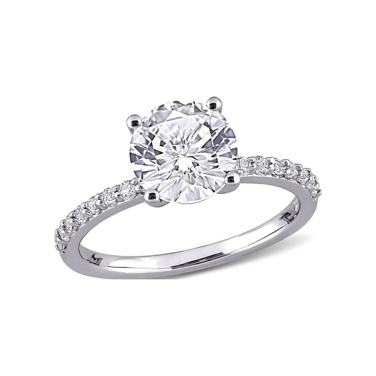 Everly Women's 2 3/4 Carat T.G.W. Round-Cut Created White Sapphire 10kt  White Gold Solitaire Engagement Anniversary Bridal Ring with 4 Claw Prong 