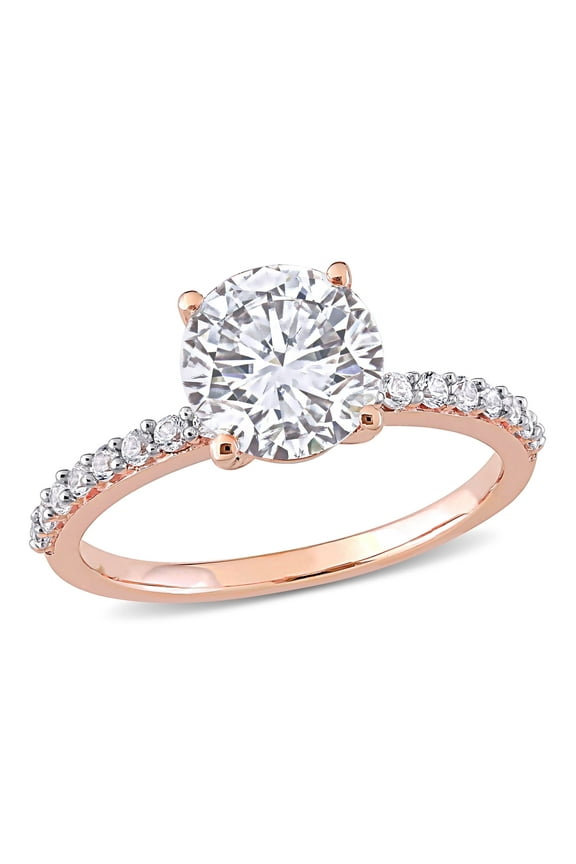 Women's Created Sapphire 10K Rose Gold Engagement Ring