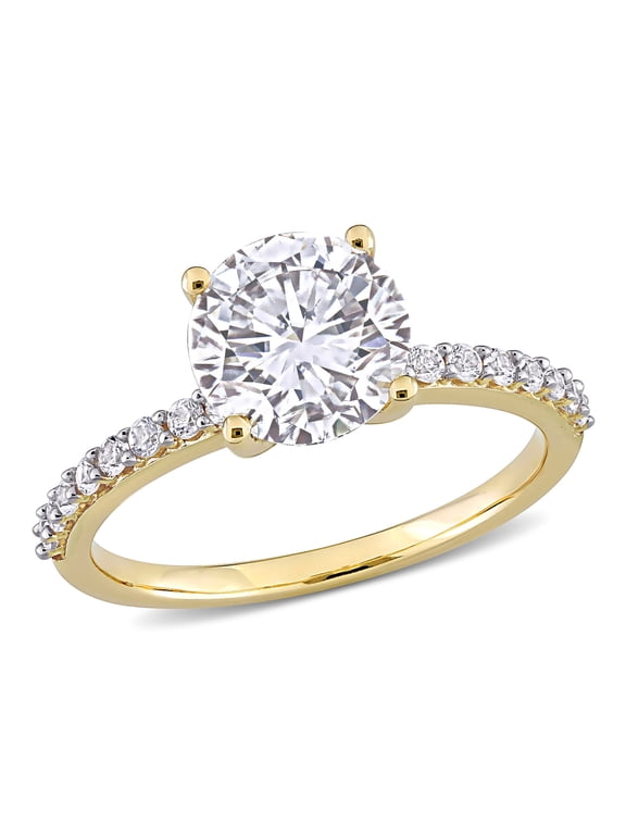Women's Created Sapphire 10K Yellow Gold Engagement Ring