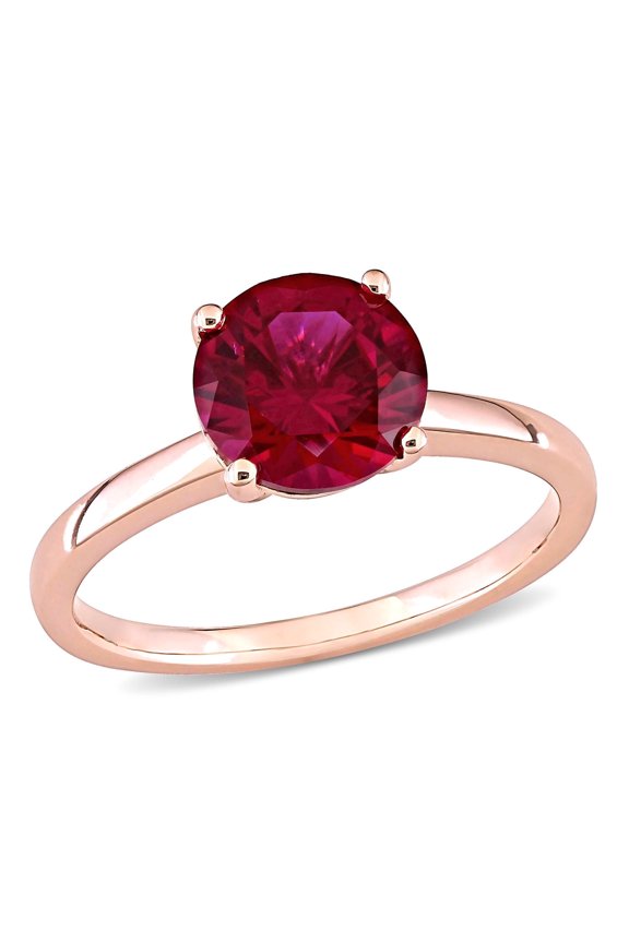 Women's Created Ruby 10k Rose Gold Ring