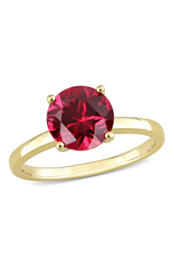 Women's Created Ruby 10k Yellow Gold Ring