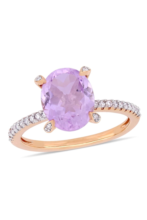 Women's Amethyst 10K Rose Gold Engagement Ring