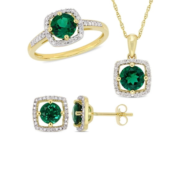 Everly Women's Created Emerald 10k Yellow Gold Jewelry Set