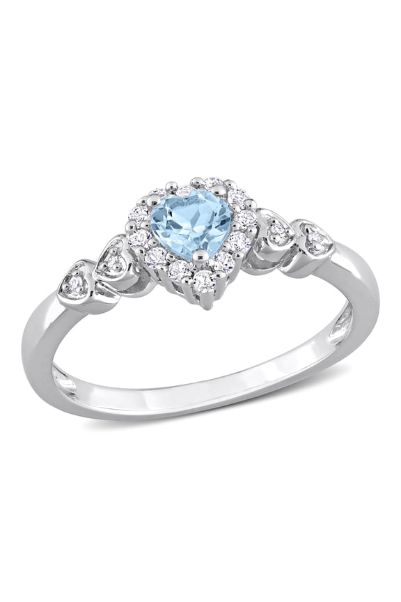 Women's Created Sapphire and Created Topaz Sterling Silver Ring