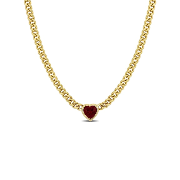 Everly Women's Created Ruby 18k Yellow Gold Plated Necklace