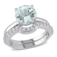 thumbnail image 1 of Everly Women's Created Sapphire Created Aquamarine 10k White Gold Bridal Set, 1 of 8
