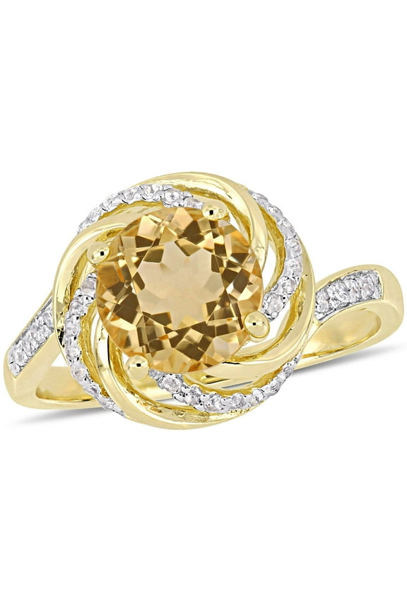 Women's Citrine and Topaz Yellow Gold Plated Ring