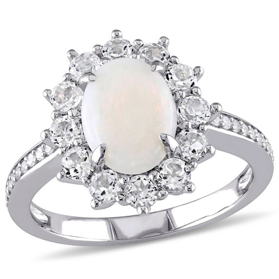 Everly Women's Opal and Topaz Sterling Silver Ring