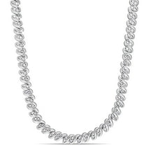 Everly Women's 2 Carat T.W. Round-Cut Diamond Sterling Silver Tennis Heart Necklace with Shared Prong Setting (H-I-J, I3) - 17 in.