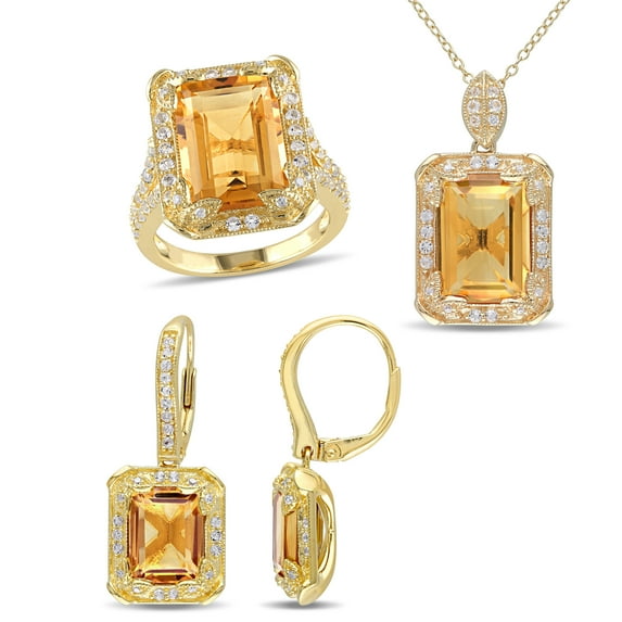 Everly Women's Citrine and Topaz Yellow Gold Plated Earrings