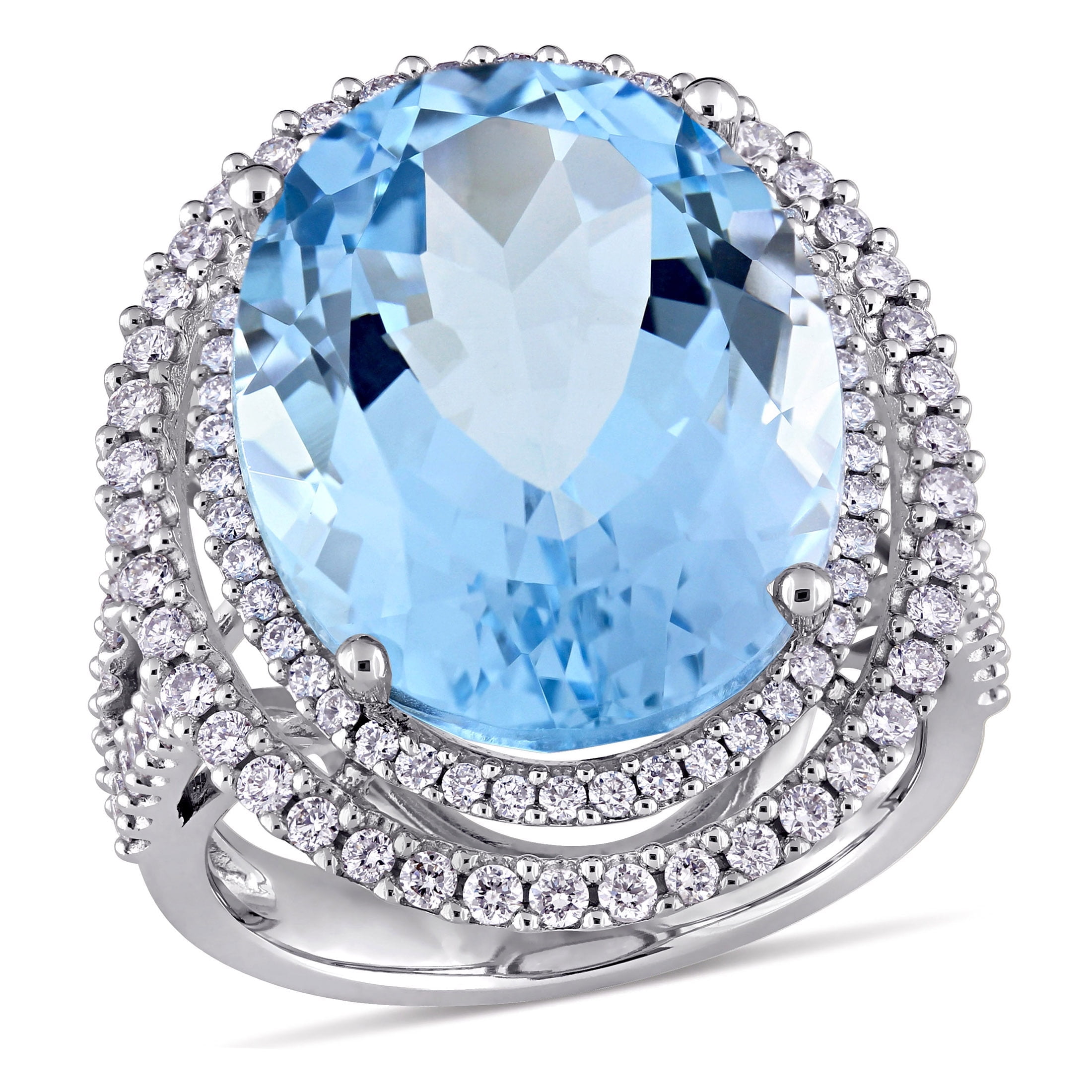 Blue topaz and diamond 14kt white gold ring best sale