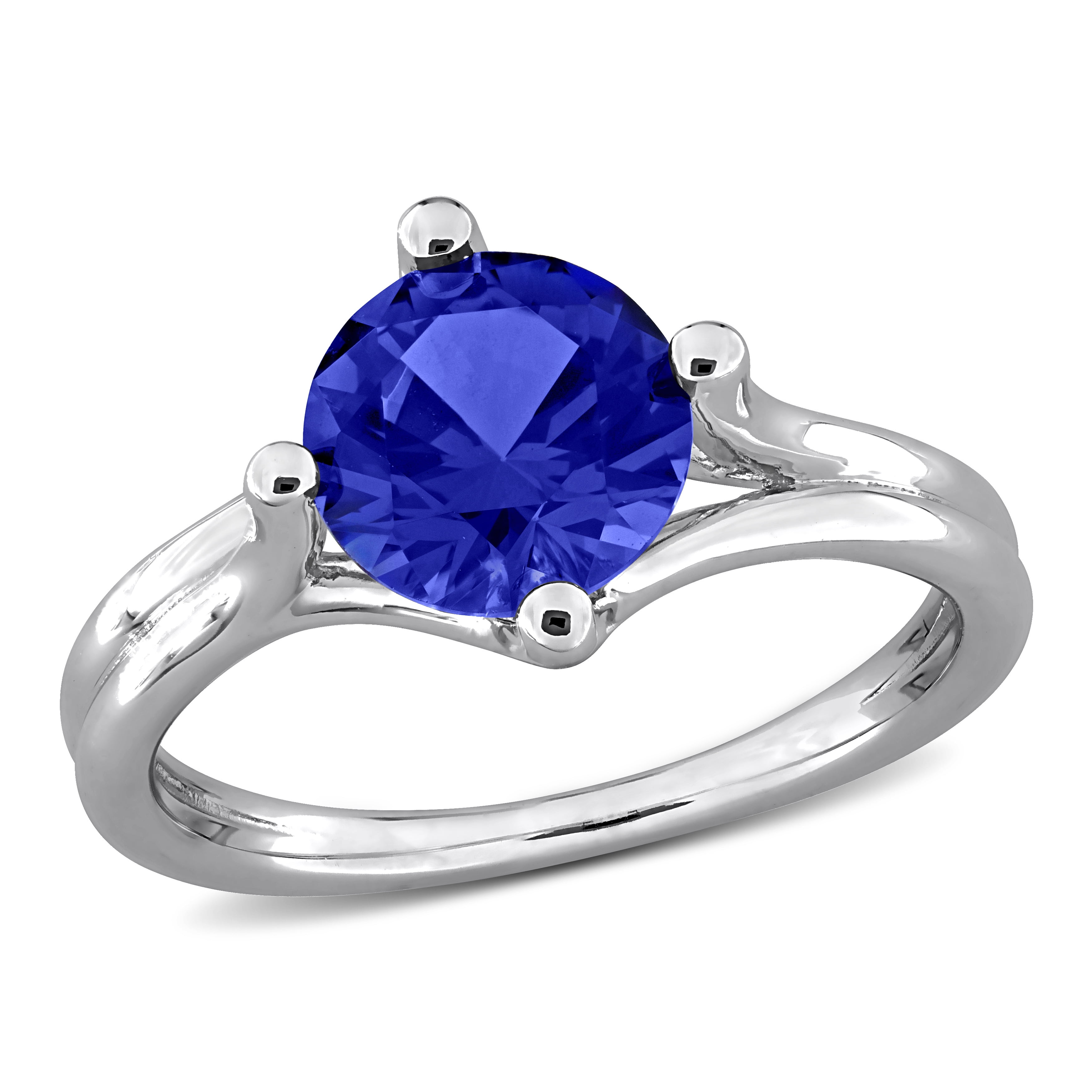Everly Women's 2ct TGW Created Blue Sapphire Solitaire Ring in Sterling ...