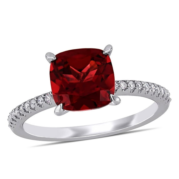 Everly Women's Garnet 14K White Gold Engagement Ring