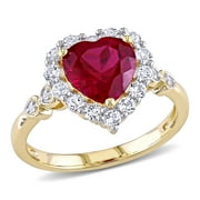 Everly Womens Created Topaz and Ruby 10K Yellow Gold Engagement Ring