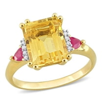 Everly Women's Citrine and Ruby 18k Yellow Gold Plated Ring