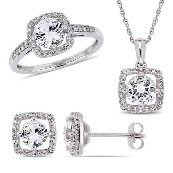 Everly Women's Created Sapphire 10k White Gold Earrings