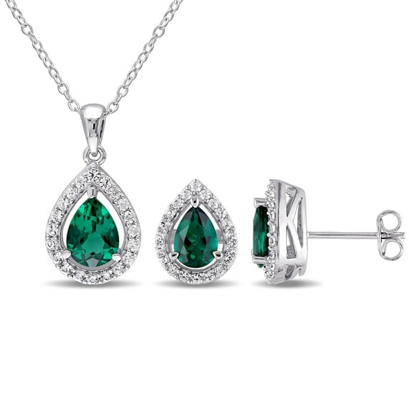 Everly Women's Created Sapphire and Created Emerald Sterling Silver Jewelry Set