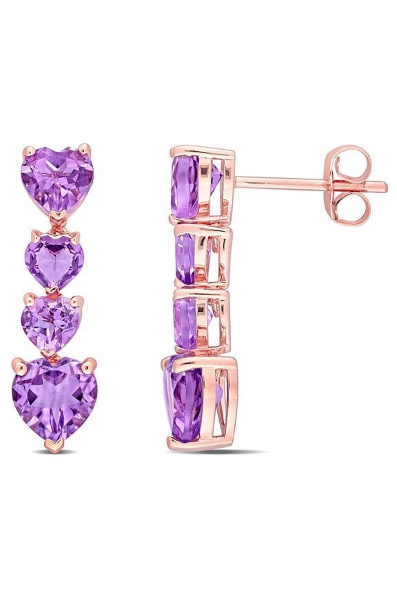 Women's Amethyst 10k Rose Gold Earrings