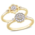 thumbnail image 1 of Everly Women's 3/10ct TW Diamond Two-Tone Sterling Silver Flower 2-Pc Ring Set, 1 of 11
