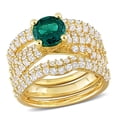thumbnail image 1 of Everly Women's Created Sapphire and Created Emerald Yellow Gold Plated Bridal Set, 1 of 8
