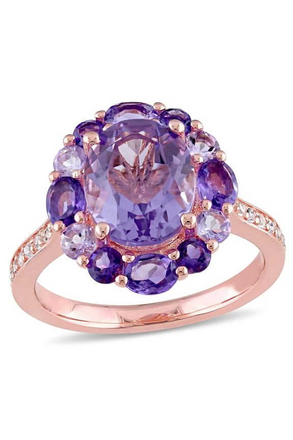 Women's Amethyst and Topaz Rose Gold Plated Ring
