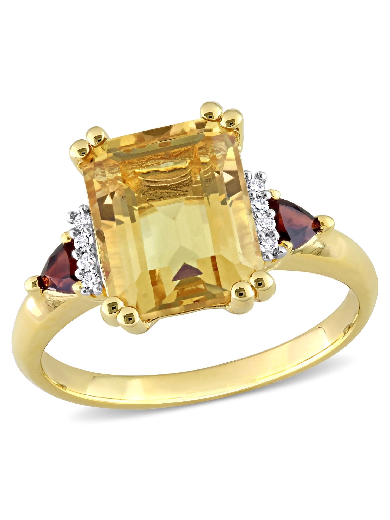 Everly Women's Citrine and Garnet 18k Yellow Gold Plated Ring