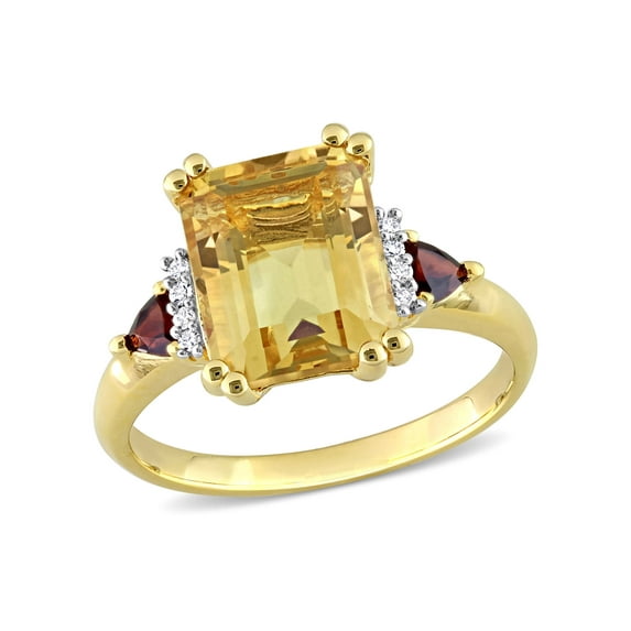 Everly Women's Citrine and Garnet 18k Yellow Gold Plated Ring