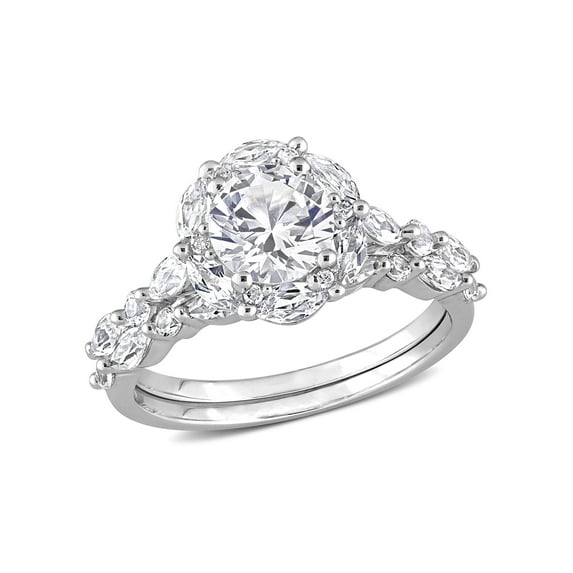 Everly Women's Sapphire Created Sapphire 10k White Gold Bridal Set