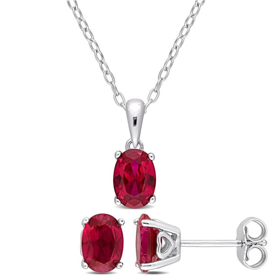 Everly Women's Created Ruby Sterling Silver Earrings