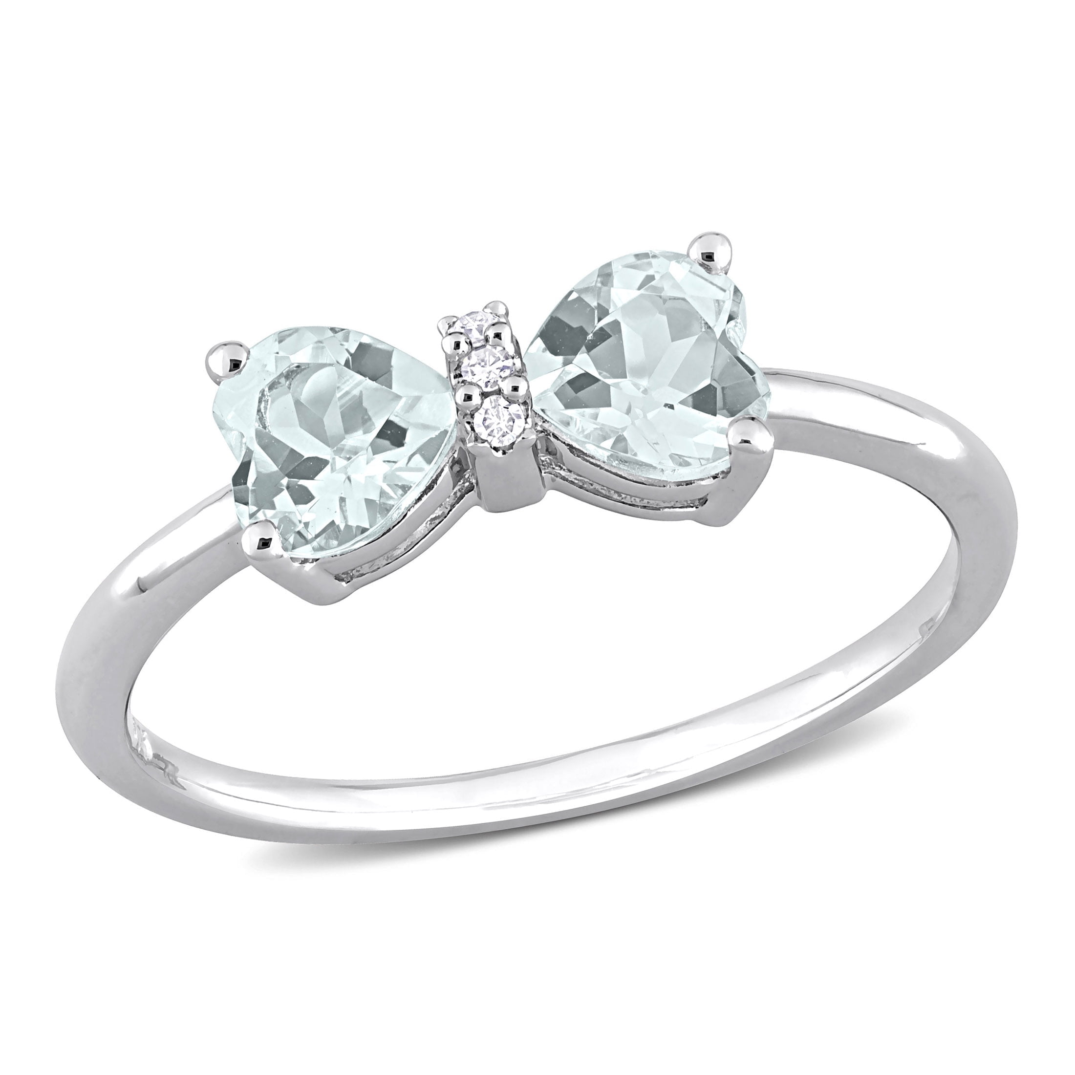 Everly Women's Aquamarine and Diamond Sterling Silver Ring