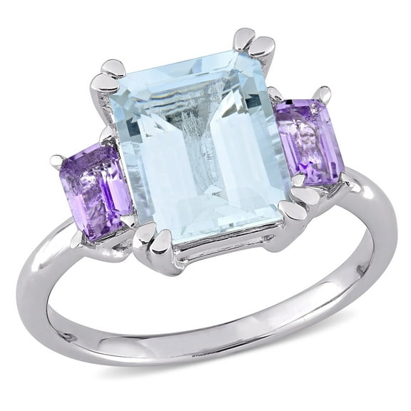 Everly Women's Aquamarine and Amethyst Sterling Silver Ring