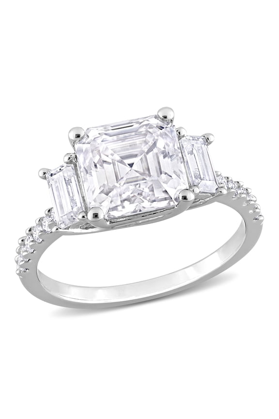 Women's Created Moissanite Sterling Silver Engagement Ring