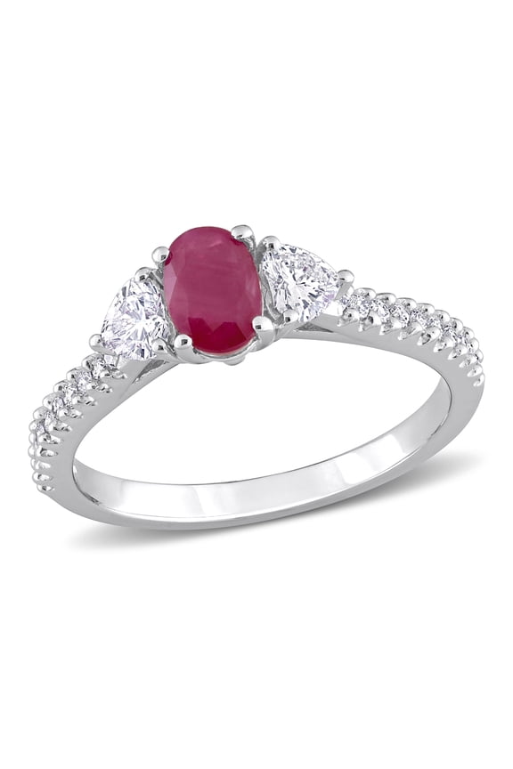 Women's Ruby 14K White Gold Engagement Ring