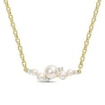 thumbnail image 1 of Everly Women's Cultured Pearl and Topaz Yellow Gold Plated Necklace, 1 of 8