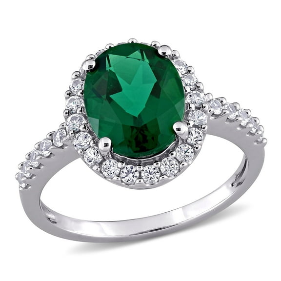 Everly Women's Created Sapphire and Created Emerald 10k White Gold Ring