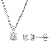 EVERLY Women's 3 7/8ct TGW Cubic Zirconia Brass Solitaire Pendant and Stud Earrings Set