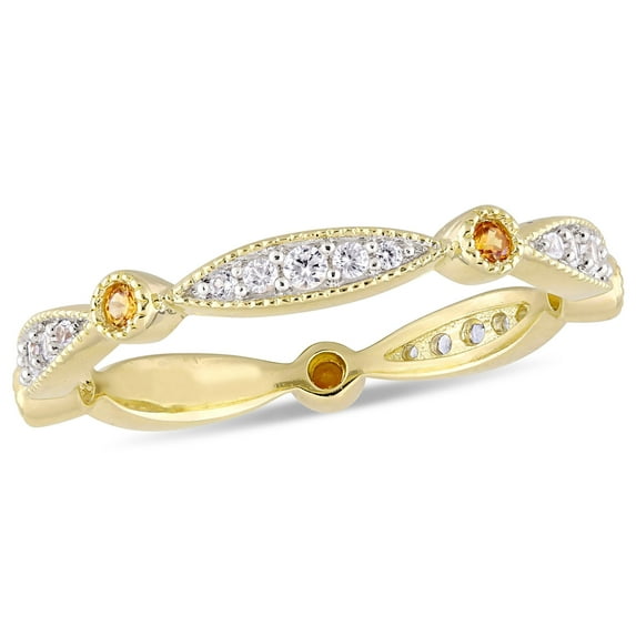 Everly Women's Created Sapphire Yellow Gold Plated Ring