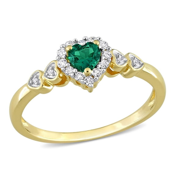 Everly Women's Created Sapphire and Created Emerald Yellow Gold Plated Ring