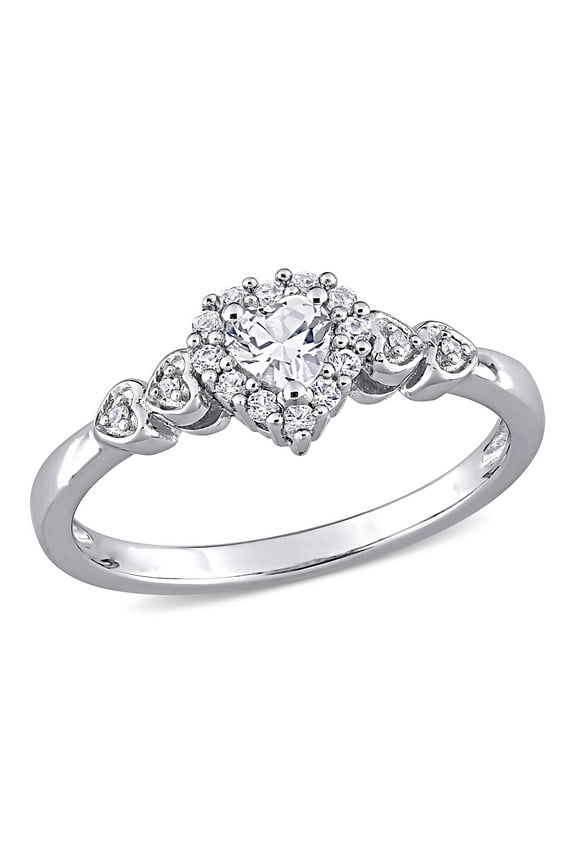 Women's Created Sapphire Sterling Silver Engagement Ring