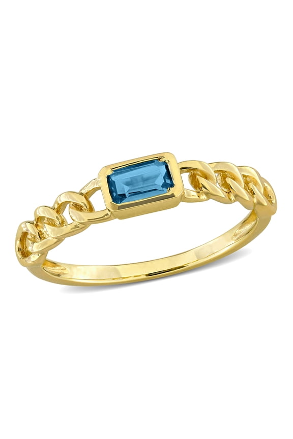 Women's 3/8ct TGW London Blue Topaz 14k White Gold Link Ring