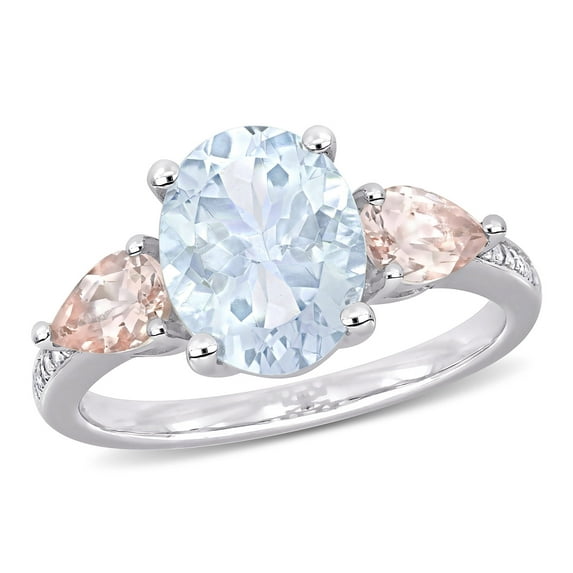 Everly Women's Aquamarine and Morganite Sterling Silver Ring