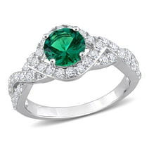 Everly Women's 3 Carat Green White Cubic Zirconia Sterling Silver Twisted Halo Ring