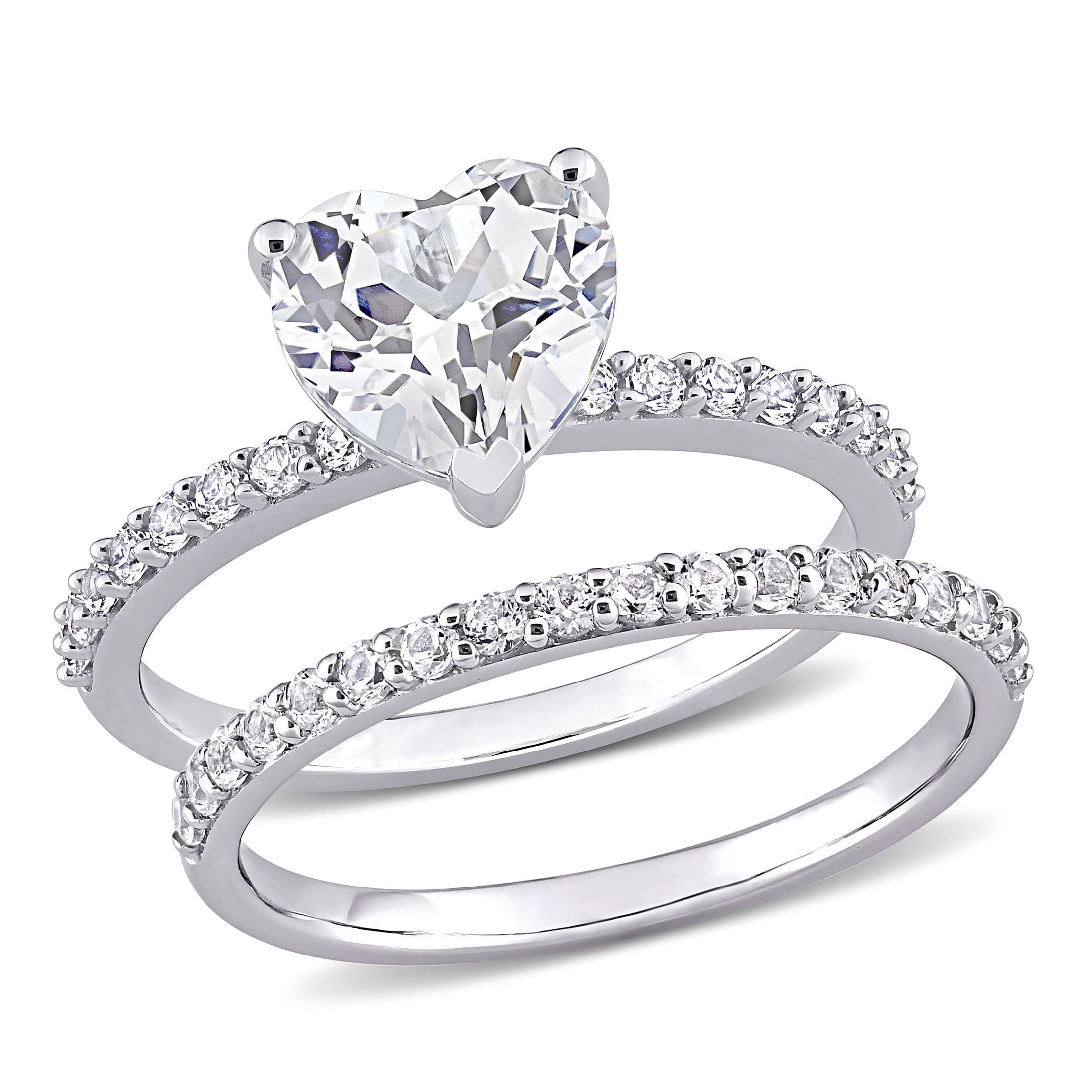 Everly Women's Created Sapphire 10k White Gold Bridal Set