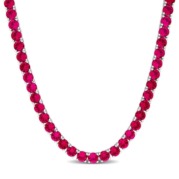 Everly Women's Created Ruby Sterling Silver Tennis Necklace