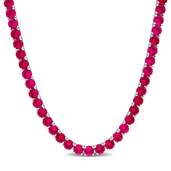 Everly Women's Created Ruby Sterling Silver Tennis Necklace