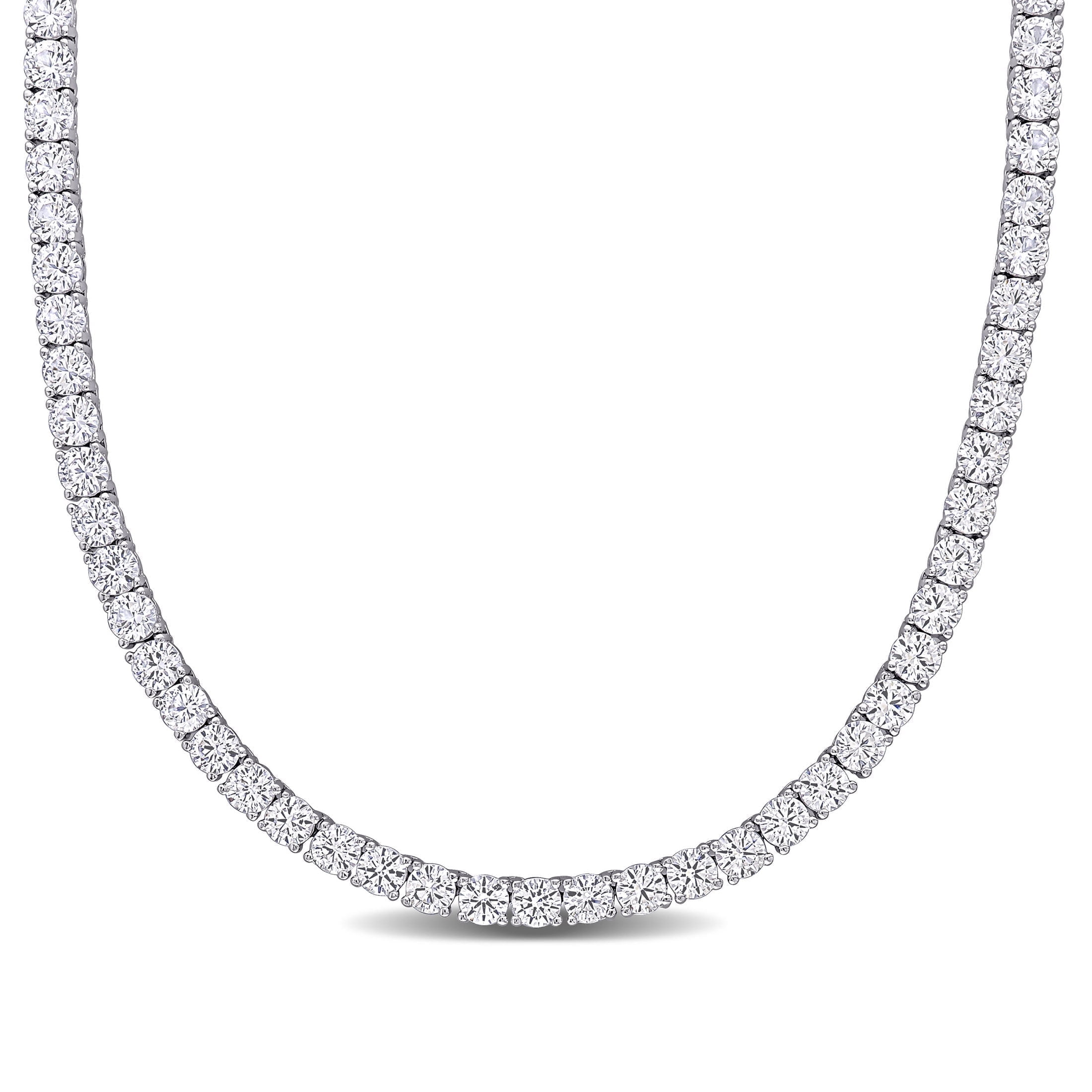 Everly Women's Created Sapphire Sterling Silver Tennis Necklace